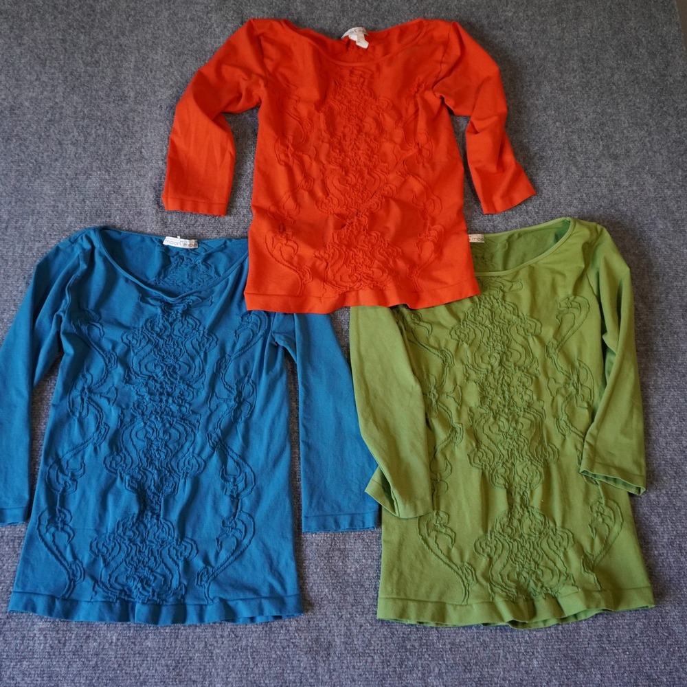 Moa Moa Tunic Top Dress Lot of 3 Embroidery Long Sleeve Womens Onesize